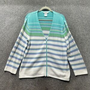 Parkhurst Canada Striped Zip Up Cardigan Sweater Knit Top Women's Size X